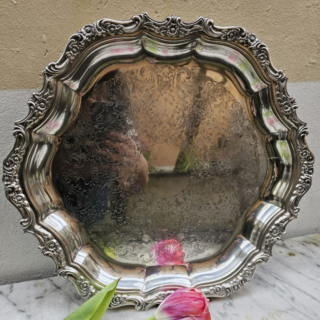 Vassoio rotondo vintage in...